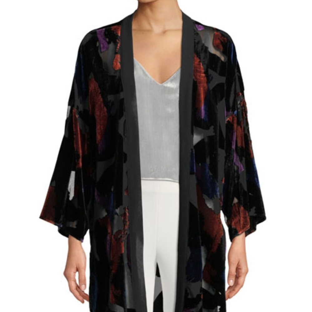 NWT Joan Vass velvet kimono floral top